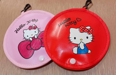 🎀全新正版現貨Hello Kitty 折疊PU圓型購物袋 三麗鷗 KITTY 摺疊袋 KT 防水PU皮革也可當零錢包喔!