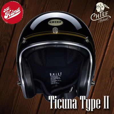 【安全帽先生】CHIEF Helmet Ticuna 黑 復古安全帽 3/4罩 美式 雙D扣 金屬邊條 線條 內襯可拆