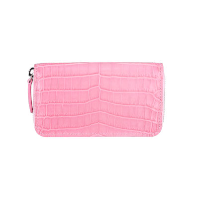 粉紅色 女生皮夾 鱷魚皮夾 小拉鍊包 名牌精品皮夾 FOBO