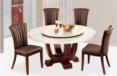 現代簡約 餐廳 家用餐桌 歐式餐桌椅 大理石餐桌 爵士白4.5尺石面圓桌（6）屏東市 廣新家具行