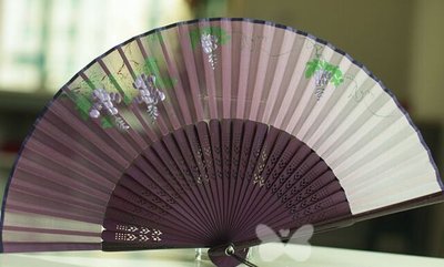 【熱賣精選】江滬日式折扇竹柄扇子真絲布扇禮品扇女扇漸變紫