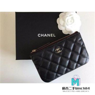 【二手】正貨  Chanel A82365 拉鍊鑰匙包 荔枝紋/羊皮 金扣/銀扣 零錢包 卡包