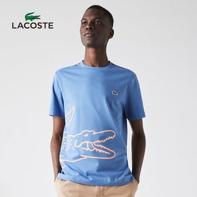 促銷打折 LACOSTE法國鱷魚男裝21新款時尚圓領印花網球短袖T恤男|TH0458