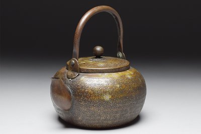 【松果坊】日本金工造 早期日本銅壺 古銅鎚目提梁湯沸 煎茶道具 銅器 急須 茶壺600cc s101b
