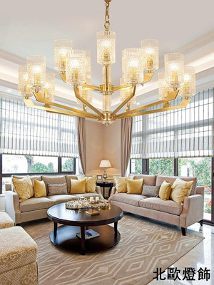 客廳水晶全銅吊燈美式簡約大氣餐廳臥室純銅燈