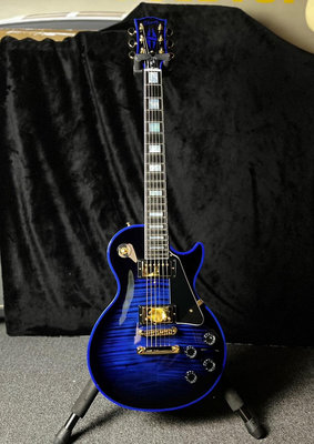 新貨Gibson Custom Shop Les Paul Custom Figured Blue Widow2023