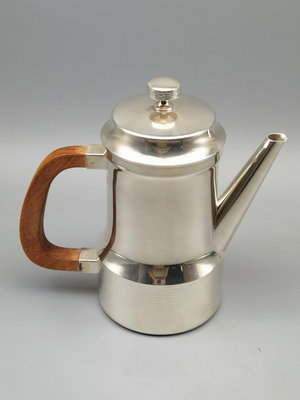 （二手）-瑞典純銀平底咖啡壺 極具現代審美 古玩 擺件 老物件【靜心隨緣】2420