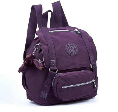 小Z代購#Kipling 猴子包 K15028/BP3828 紫色 掀蓋輕量多功能多夾層雙肩後背包 防水