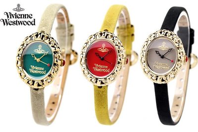 Vivienne Westwood►洛可可金框×真皮細錶帶瑞士石英機芯手錶  女錶｜100%全新正品｜特價!