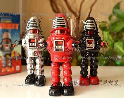 (TOYS-C__0251) 發條鐵皮玩具 外貿兒童玩具 復古懷舊禮品 紅色羅比機器人
