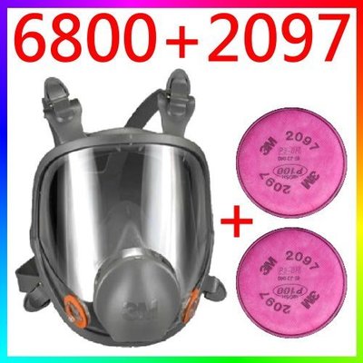 {CF舖}3M 6800+2097雙罐全罩式防毒面具(三件組)防有機蒸氣、油性懸浮微粒(噴漆 油漆 防塵 3M2097