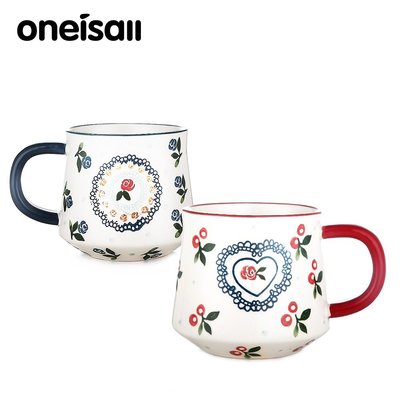 Oneisall 400ml 陶瓷咖啡杯, 帶勺子 Portbale 手柄杯, 用於辦公室家用