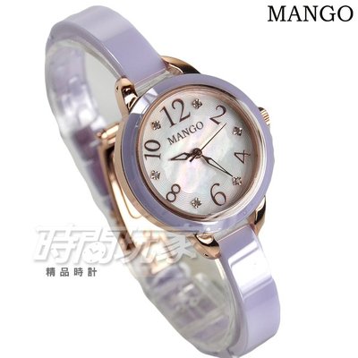 (活動價) MANGO 低調奢華 花漾美型 陶瓷時尚腕錶 女錶 陶瓷錶 玫瑰金x粉紫 珍珠螺貝面盤 MA6718L-77