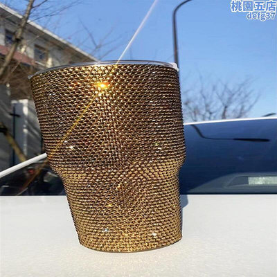 廠家出貨鑲鑽冰霸杯 貼鑽車載杯沙冰杯 雙層不鏽鋼保溫保冷杯