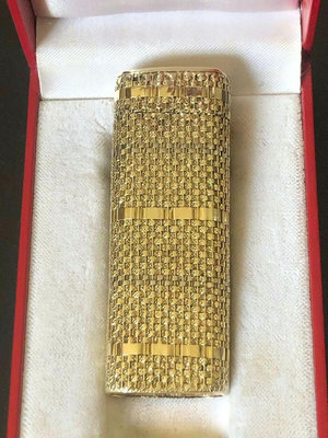 法國正品CARTIER卡地亞18k金雙色金編織紋氣體打火機