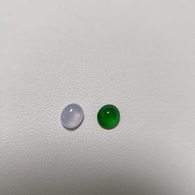 紫羅蘭辣陽綠高冰種翡翠雙蛋戒指戒面裸石  尺寸 綠色5.3* 529