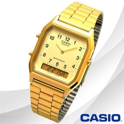 CASIO卡西歐歷久不衰熱銷錶款經典復古潮流金雙顯男錶公司貨AQ-230GA-9B AQ-230GA