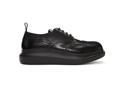 [全新真品代購-F/W21 新品!] Alexander McQueen 黑色 雕花 皮鞋 / 厚底 休閒鞋