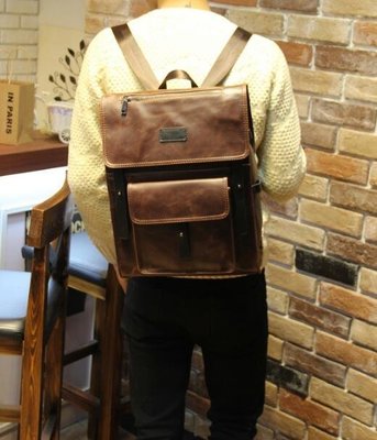 FINDSENSE Z1 韓國 時尚 潮 男 皮質 多口袋 休閒 學生包 旅行包 電腦包  書包 後背包 雙肩包