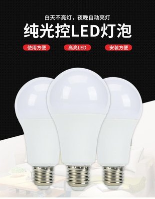 LED純光控燈泡E27螺口樓道節能燈球泡110V