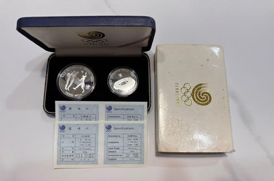 1988年 奧林匹克運動會 韓國漢城奧運會紀念銀幣 原盒原證［鴻兔小舖］