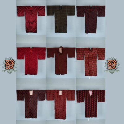 【熱賣精選】和服vintage古著日本傳統民族羽織紅色系格子和服寫真短外套17-571