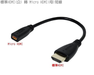 標準HDMI公 轉 to Micro HDMI母短線 轉接線 轉接頭 Type A公 Type D母【玉蜀黍的窩】