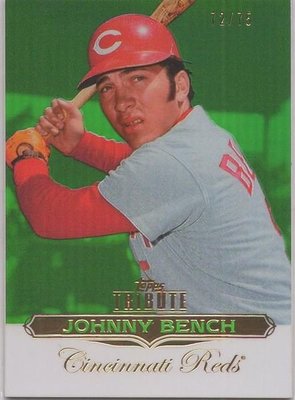 名人堂 強打捕手 John Bench 2011 Topps Tribute 高價卡包 超美限量75張綠光亮面卡