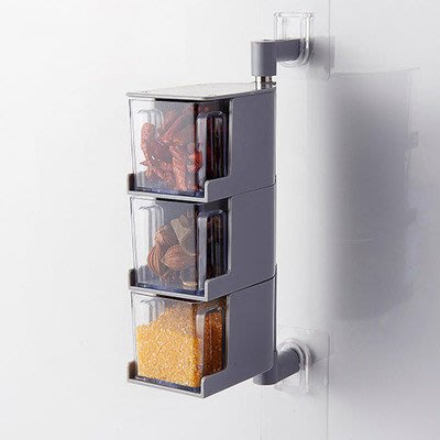 LoVus-廚房衛浴壁掛黏貼式可旋轉調味收納盒(3層)