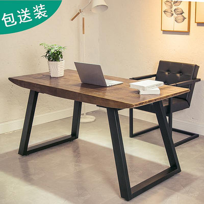 loft鐵藝工業風實木商業電腦桌1.2米機房書桌90cm長實木80cm松木