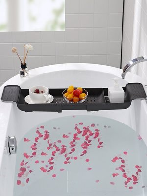 現貨 浴缸可伸縮瀝水塑料置物架衛生間浴室泡澡多功能防滑紅收納架子~定價