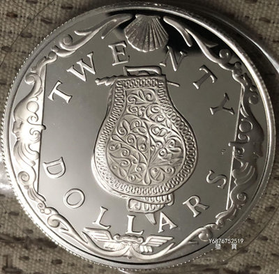 【鑒 寶】（世界各國錢幣） 英屬圍巾島1985年20元大型精製紀念銀幣（香水瓶，完未品） DDS085