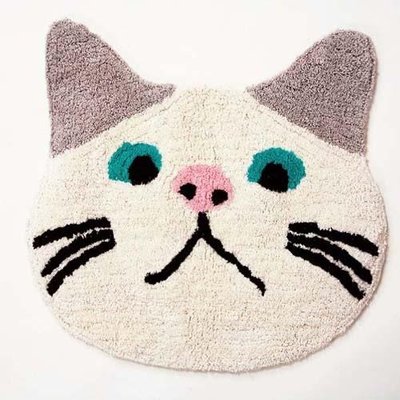 （預購）日本進口 貓咪 腳踏墊 印度製 /貓臉 貓雜貨 地墊 踏墊