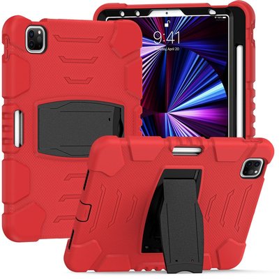 GMO 2免運Apple蘋果iPad mini 6代2021 8.3吋彩色矽膠保護殼PC支架紅色三合一防摔套