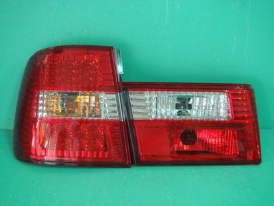 ☆小傑車燈家族☆全新外銷歐美版BMW E34紅白晶鑽LED尾燈四件組特價中