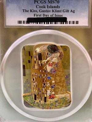 2019 吻 古斯塔夫 克林姆 2盎司 3D 鍍金 銀幣 The KISS Gustav Klimt FD PCGS MS70
