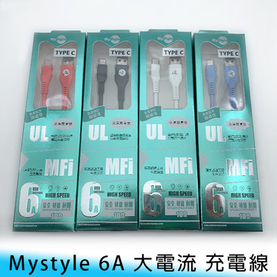 【台南/面交】Mystyle Type-C/Lightning 100cm/1米/6A 高速/快速 傳輸線/充電線