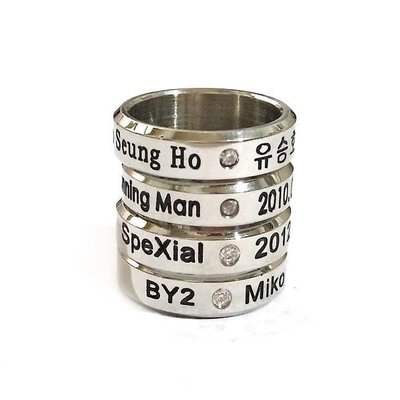 易匯空間 BY2俞承豪SpeXial組合RunningMan同款戒指不銹鋼帶鉆戒指項鏈YH661