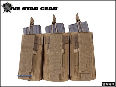 【野戰搖滾-生存遊戲】美國 5IVE-STAR 多用途手槍+步槍三聯彈匣袋【狼棕色】快拔彈匣袋M4彈夾袋AK彈匣可用