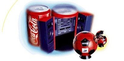 【內建喇叭】稀有絕版可口可樂足球造型CD音響播放機、收音機，法國世足賽紀念版