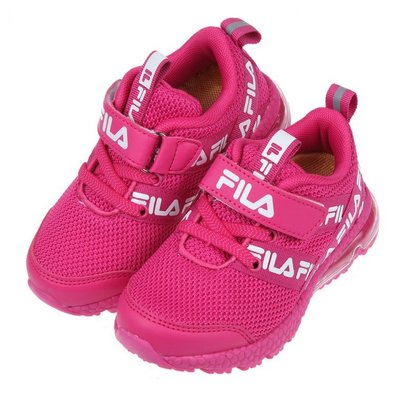 童鞋(16~22公分)FILA透氣舒適氣墊桃色橡膠底兒童運動鞋P1G26VH