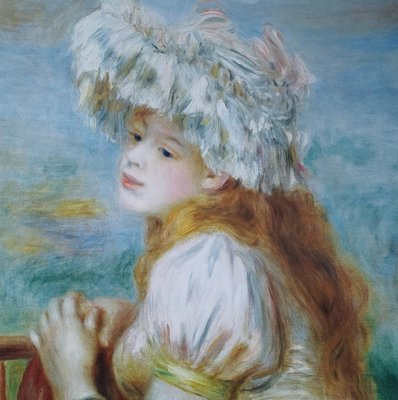 【Marsco】日本讀賣新聞2010年印刷複製畫1份2張世界有名美術館之旅印象派巨匠（Renoir-Manet-Degas）雷諾瓦-戴蕾絲帽的女孩