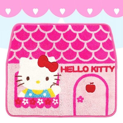 ♡fens house♡日本進口三麗鷗凱蒂貓 kitty 蘋果小花 粉色 房屋造型 地毯 地墊 腳踏墊 馬桶墊