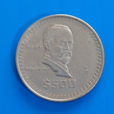 【大三元】美洲錢幣-墨西哥1987年500披索錢幣-大形幣1枚~銅鎳重12.64g直徑 28.5mm(5)