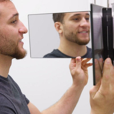 新款現貨可伸縮懸掛式三面折疊化妝鏡自由調節高度剃須理發鏡三折熱心小賣家