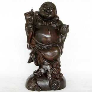 INPHIC-佛像 越南紅木工藝品 自在笑佛彌勒佛 木雕風水擺飾布袋佛