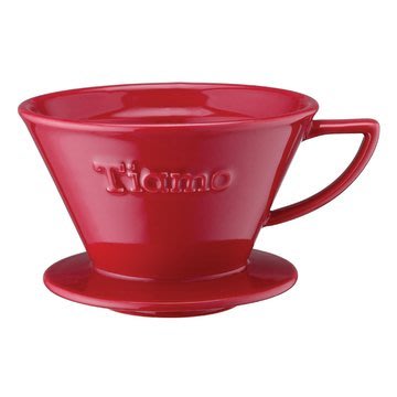 TIAMO HG5291 K02 陶瓷咖啡濾器附滴水盤匙量匙 -紅色