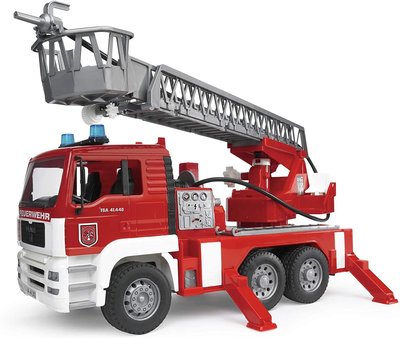 現貨 德國 BRUDER Man 消防車/消防隊/帶雲梯車和消防水柱和燈光和聲音模組 /緊急車輛/消防 兒童玩具車塑料模