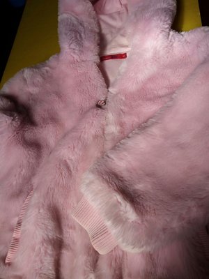 bossini kid's 粉紅色毛尼材質 女童裝連帽外套