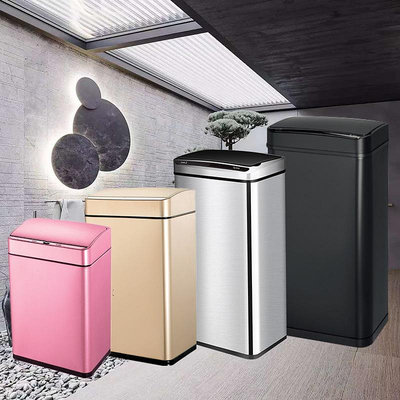 家用不銹鋼垃圾桶方形10L15L30L20L48L60L室內智能感應帶蓋垃圾筒